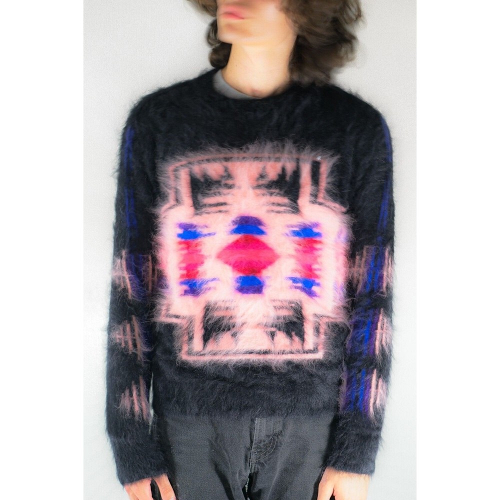 Hand-Knit Brushed Mohair-Mink Patterned Sweater - We ♡ Offers